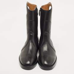 Pre Owned Burberry Black Leather Pocket Ankle Length Boots Size 43