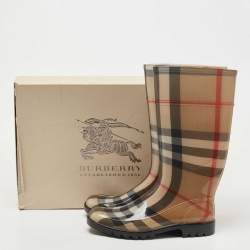 Burberry Brown Nova Check Rubber Rain Boots Size 41