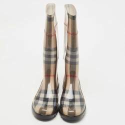 Burberry Brown Nova Check Rubber Rain Boots Size 41