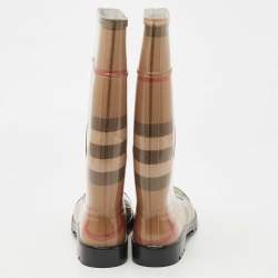 Burberry Brown Nova Check Rubber Rain Boots Size 41