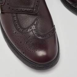 Burberry Burgundy Brogue Leather Delmar Monk Derby Size 40.5 