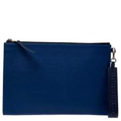 Pre Owned Burberry Blue Leather Document Holder