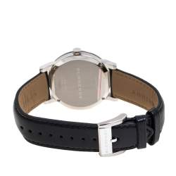 Pre Owned Burberry Silver Stainless Steel Leather The City BU9008 Men's Wristwatch 38 mm