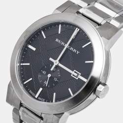Pre Owned Burberry Black Stainless Steel The City BU9901 Men's Wristwatch 42 mm 