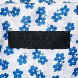 Burberry Prorsum White/Blue Flower Print Cotton Long Sleeve Shirt XL