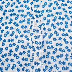 Burberry Prorsum White/Blue Flower Print Cotton Long Sleeve Shirt XL