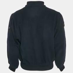 Burberry Prorsum Navy Blue Rib Knit Trim Wool Zip-Up Jacket L