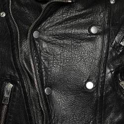 Pre Owned Burberry Prorsum Black Leather Biker Jacket M