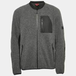 Burberry Sport Charcoal Grey Wool Knit Patch Detail Jacket XL