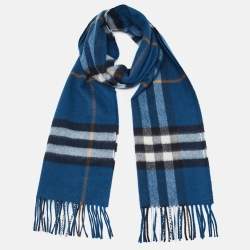 Burberry Blue Checked Cashmere Muffler