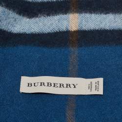 Burberry Blue Checked Cashmere Muffler