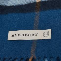 Burberry Blue Checked Cashmere Muffler