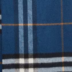 Burberry Blue Checked Cashmere Muffler