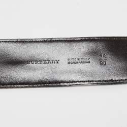 Burberry Brown/Beige Nova Check Canvas and Leather Buckle Belt 90CM