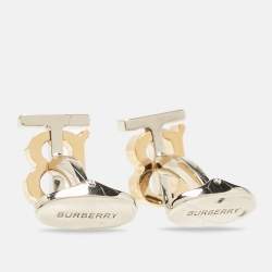 Burberry Logo Monogram Two Tone Metal Cufflinks