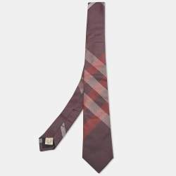 Burberry Burgundy Nova Check Silk Skinny Tie