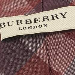 Burberry Burgundy Nova Check Silk Skinny Tie