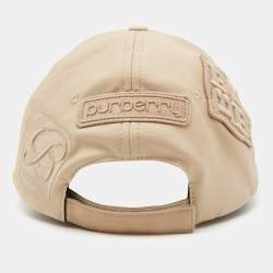 Pre Owned Burberry Beige Logo Embroidered Cotton Badge Appliqué Baseball Cap S