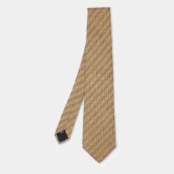 Burberry Yellow Diagonal Patterned Silk Tie 
