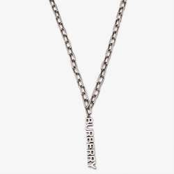 Burberry Logo Detail Silver Tone Necklace