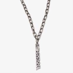 Burberry Logo Detail Silver Tone Necklace