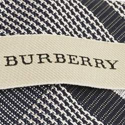 Burberry Navy Blue Check Pattern Silk Tie