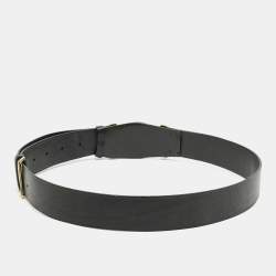 Burberry Black Leather Round Clasp Buckle Belt 90CM