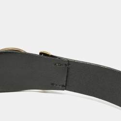 Burberry Black Leather Round Clasp Buckle Belt 90CM