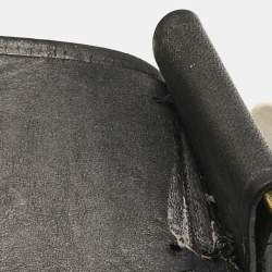 Burberry Black Leather Round Clasp Buckle Belt 90CM