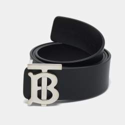 Burberry Black/Dark Brown Leather TB Logo Reversible Belt 90 CM