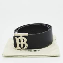 Burberry Black/Dark Brown Leather TB Logo Reversible Belt 90 CM