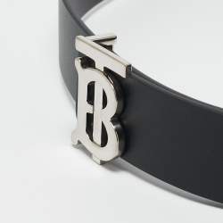 Burberry Black/Dark Brown Leather TB Logo Reversible Belt 90 CM