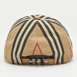 Burberry Beige Logo Striped Cotton Baseball Cap M