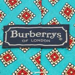 Pre Owned Burberry Vintage Blue Print Silk Tie
