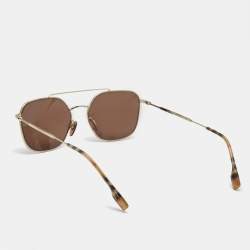 Pre Owned Burberry Brown B 3107 Check Square Sunglasses