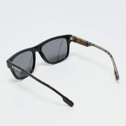 Pre Owned Burberry Black Polarized B 4293 Vintage Check Wayfarer Sunglasses