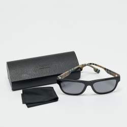 Pre Owned Burberry Black Polarized B 4293 Vintage Check Wayfarer Sunglasses