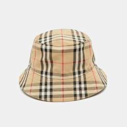 Pre Owned Burberry Beige Vintage Check Bucket Hat M