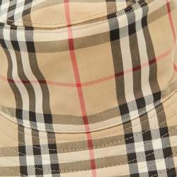 Pre Owned Burberry Beige Vintage Check Bucket Hat M