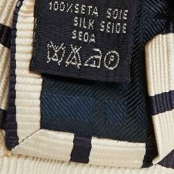 مملوكة مسبقًا Burberry Cream Diagonal Striped Silk Traditional Tie