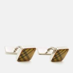 مملوكة مسبقًا Burberry Iconic Classic Nova Palladium Plated Metal Cufflinks