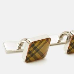 مملوكة مسبقًا Burberry Iconic Classic Nova Palladium Plated Metal Cufflinks