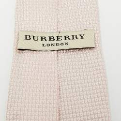 Pre Owned Burberry Light Pink Patterned Silk Tie
