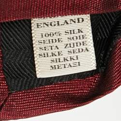 Pre Owned Burberry Red Diagonal Striped Silk Skinny Tie