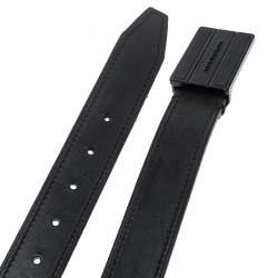 Pre Owned Burberry Black Leather Buckle Belt 80cm