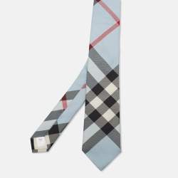 Pre Owned Burberry Blue Manston Check Silk Tie