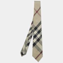 Pre Owned Burberry Beige/Black Nova Check Silk Tie