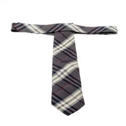 Pre Owned Burberry Brown Nova Check Pattern Silk Tie 