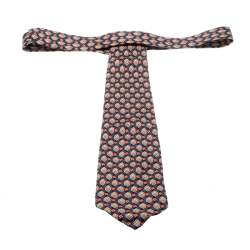 Burberry Vintage Multicolor Nova Check and Floral Pattern Silk Tie 