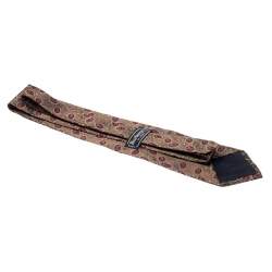 Pre Owned Burberry Vintage Brown Paisley Pattern Silk Jacquard  Tie 